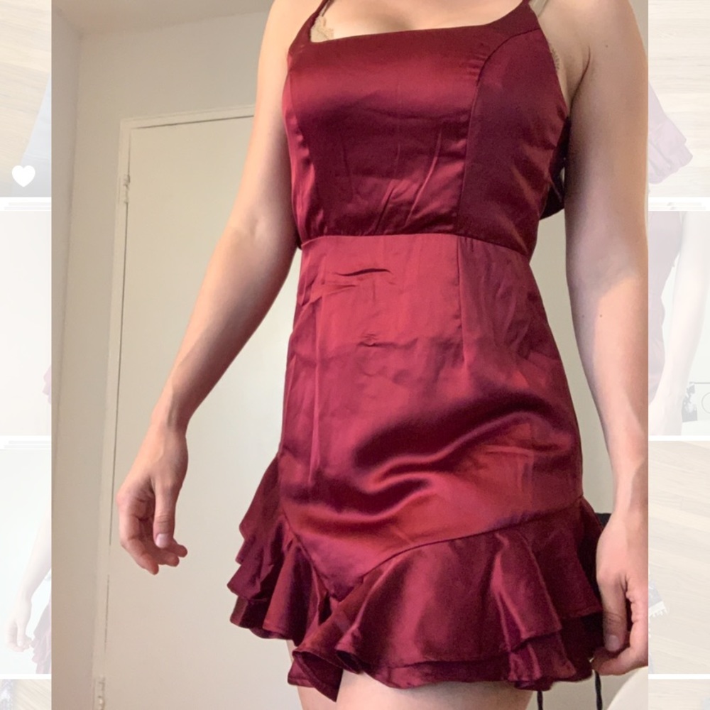 Maroon satin dress